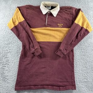 VINTAGE‎ 80s Rugby Shirt Mens Medium Red Orange Halbro America British Wear